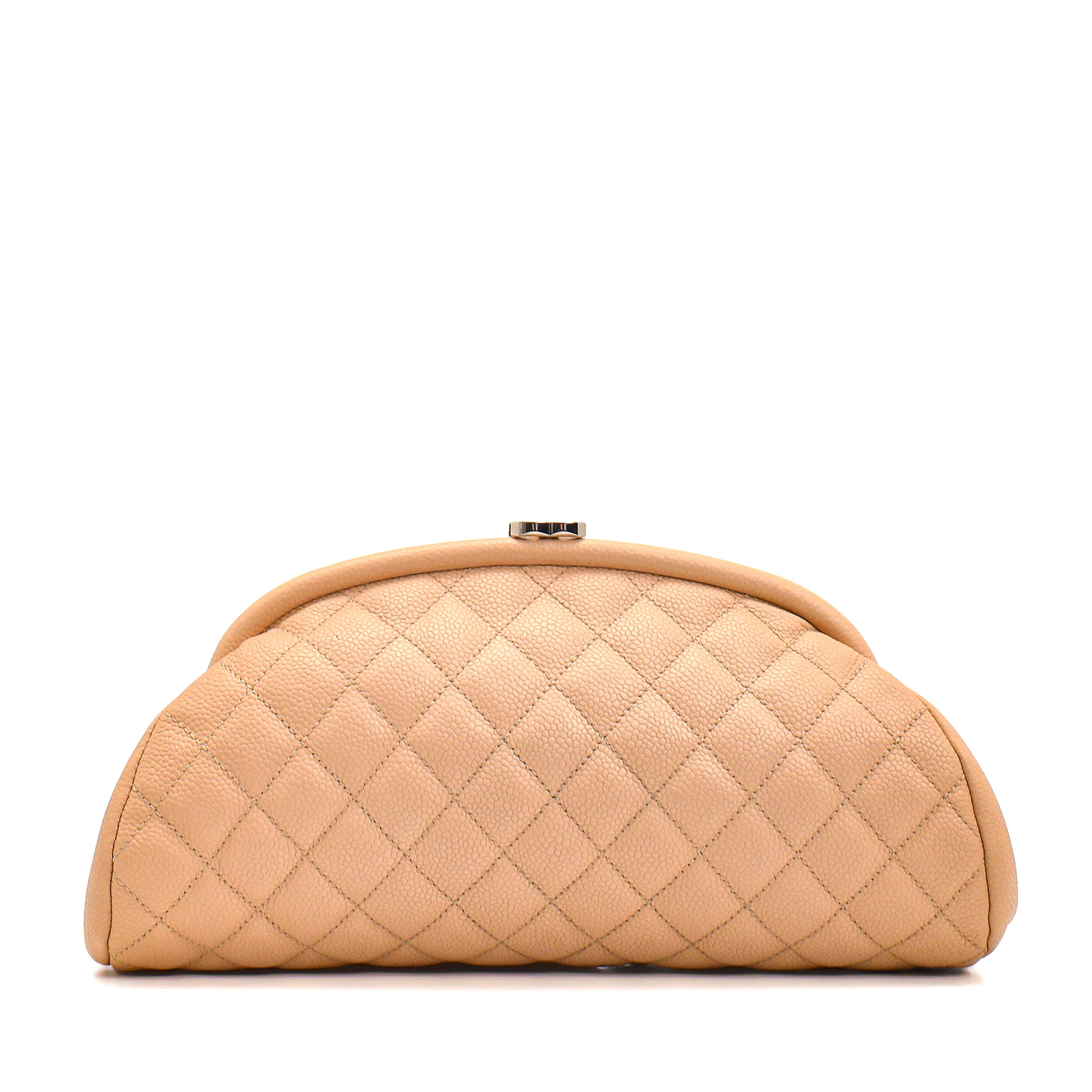 Chanel - Ivory Quilted Calfskin Leather Timeless CC Clutch